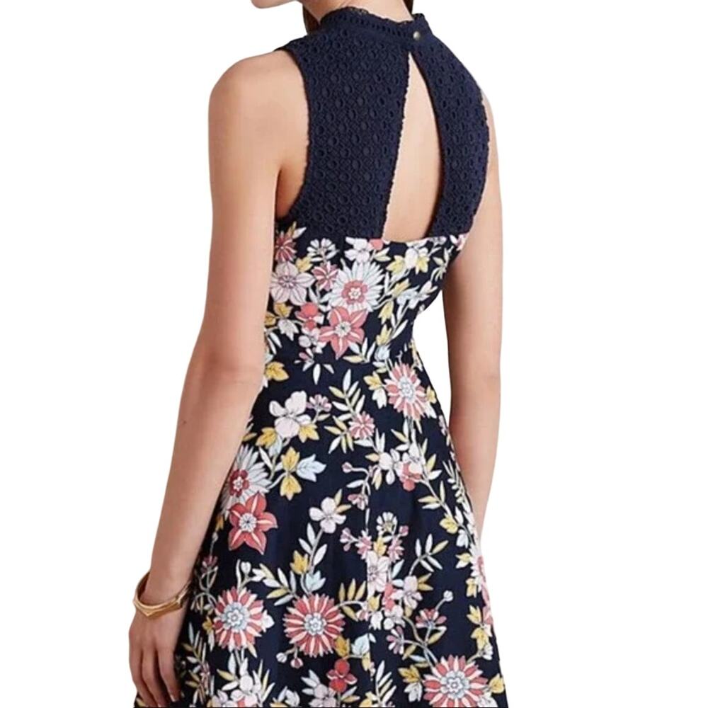 Anthropologie Moulinette Souers Ashbury Dress Corduroy Floral Crotchet Neckline